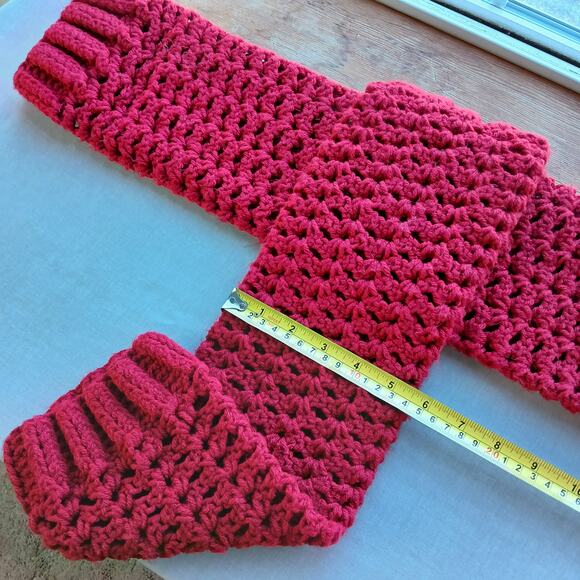 Cherry Red Leg Warmers OSFM crochet warm thick chunky over th knee dance premade - Picture 8 of 8